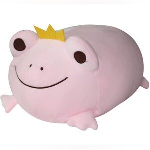 Cute Plush Crown Frog Stuffed Squishy Animal Toy, Super Soft Hugging, Pink 14”